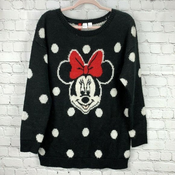 Disney Minnie Mouse Sweater Wool Mohair size S Oversized Tunic H&M Polka Dot - Picture 4 of 4